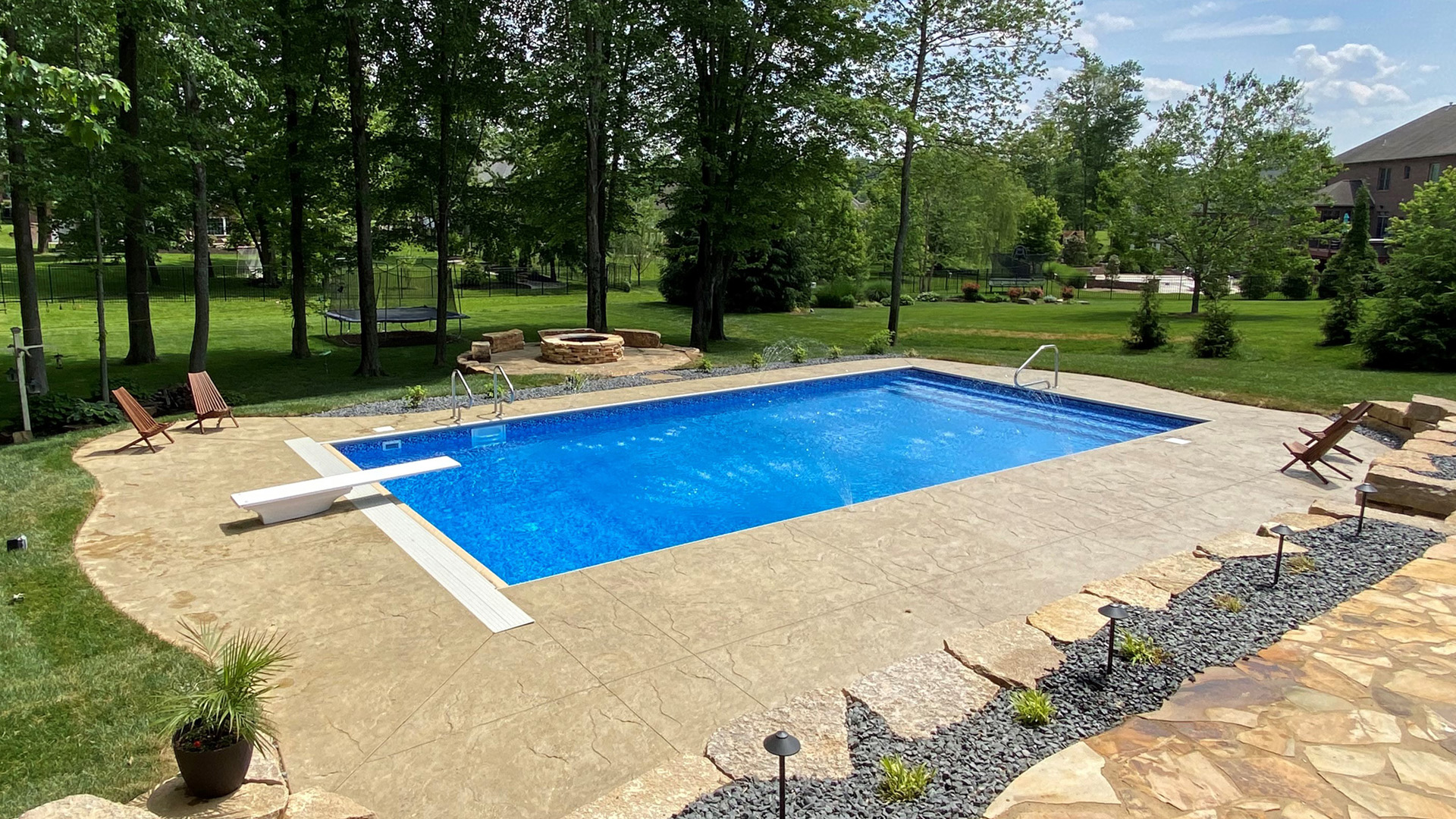 Town and Country Pools - Pool H view from deep end towards steps and firepit