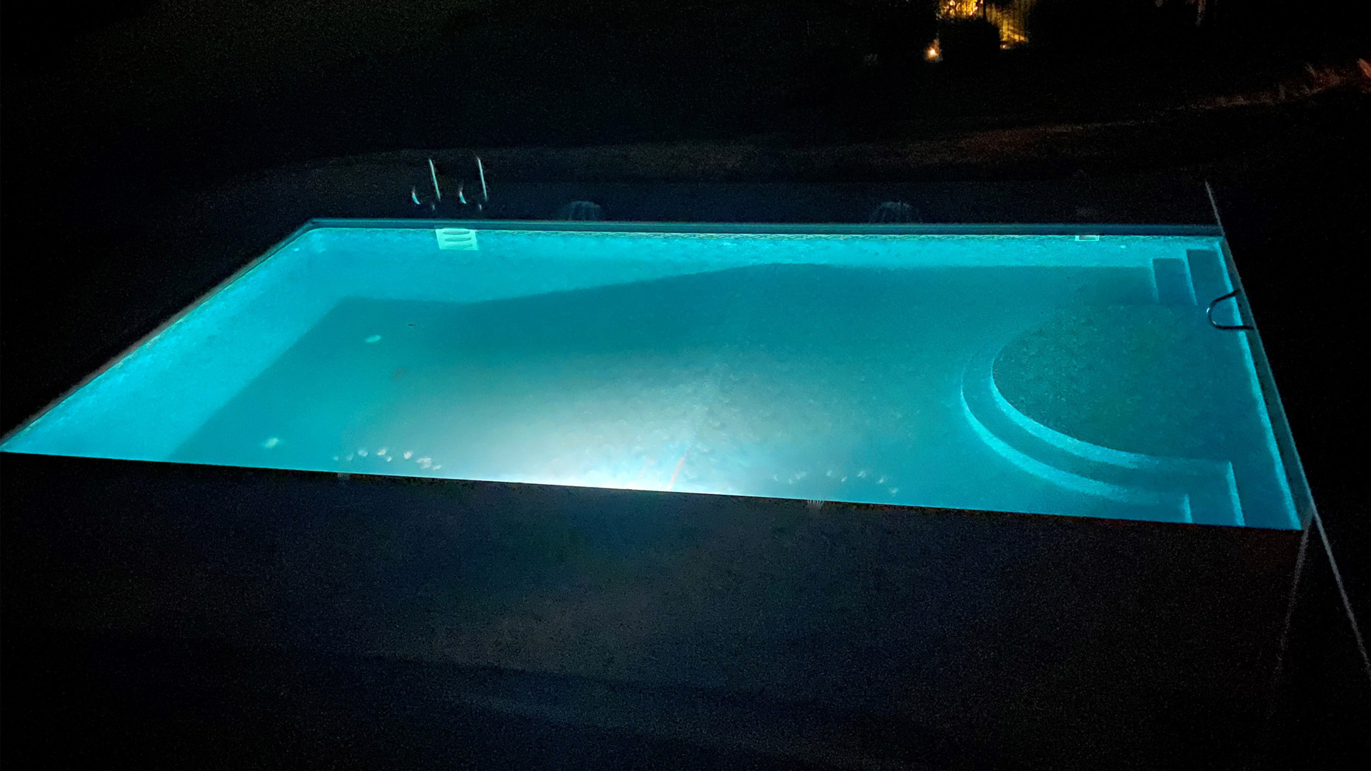 Town and Country Pools - Pool B aerial of illuminated pool