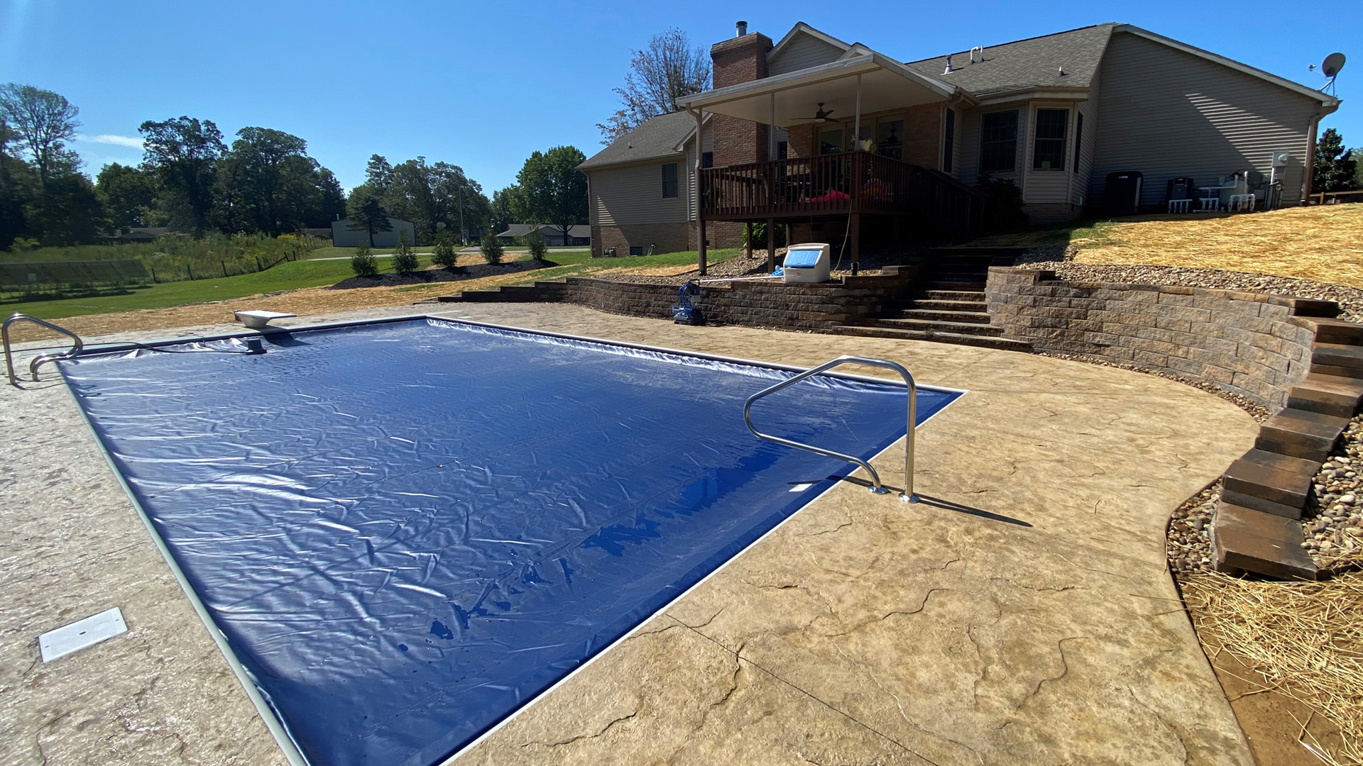 Town and Country Pools - Pool E view from steps towards deep end with pool covered